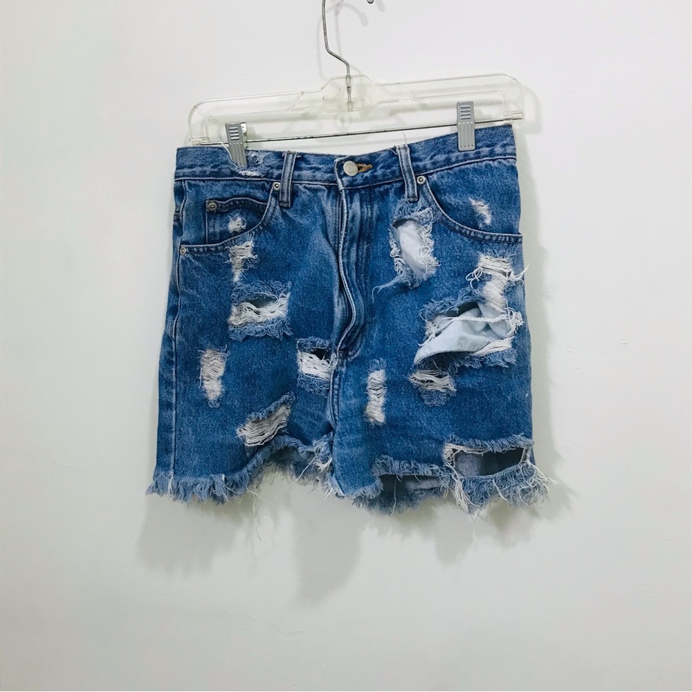 Distressed Blue Denim Women's Shorts